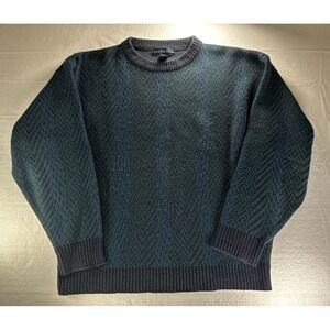 Vtg‎ Ron Chereskin Men's Sweater Size XL Blue Green Knitted Chevron Design 1990s